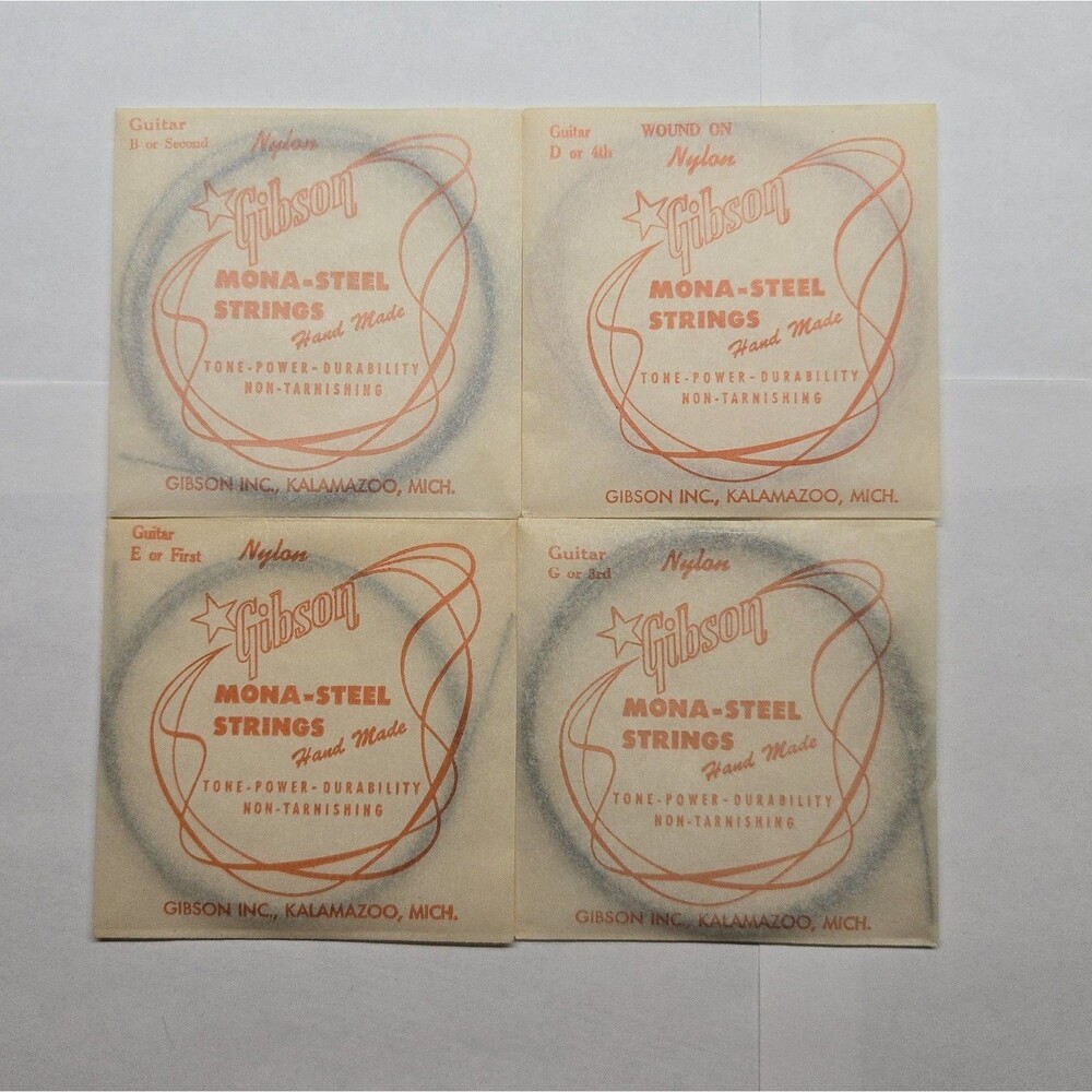 READ Vintage 1960s Gibson Kalamazoo String Envelopes Lot Black Nylon B D E G